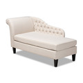 Baxton Studio Florent Beige Upholstered Black Finished Chaise Lounge 157-9701